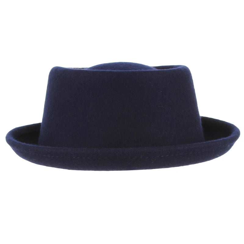 100% Wool Pork Pie Fedora Hat for Women and Men