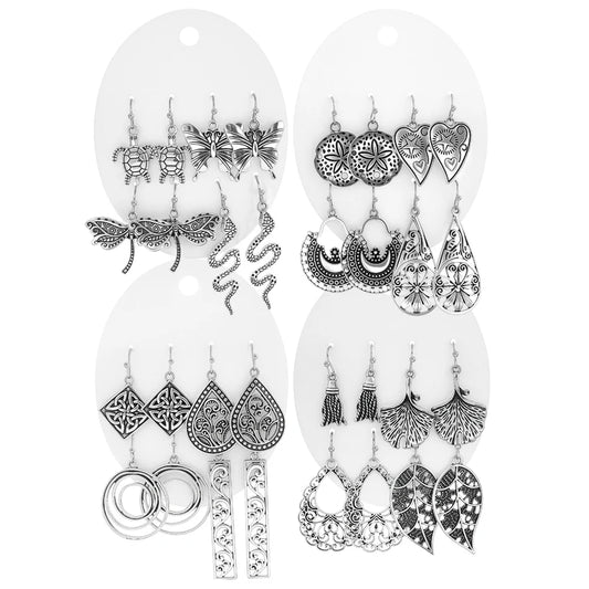 Vintage Ethnic Style Bohemian Antique Silver Geometric Earrings