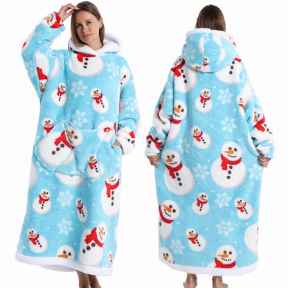 Super Long Flannel Pullover Night Shirt with Pocket and Hood, Super Snuggly for Men and Women, 12 Different Prints