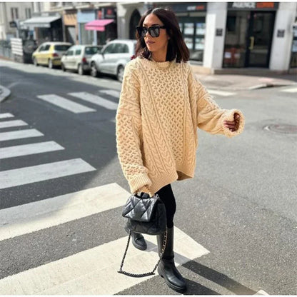 Long Sleeve Prairie Sweater Chic Solid Vintage Oversize Turtleneck Pullover