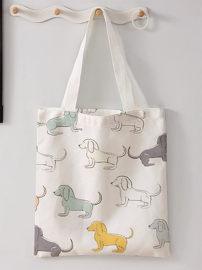 PERFECT GIFT BAG--Canvas Dog pattern printed casual handbag, reusable fashionable backpack, multifunctional handbag,