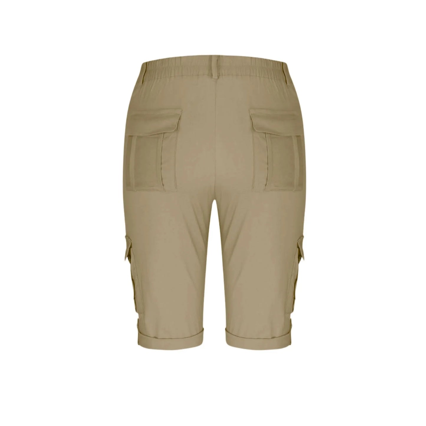 Women's long capri cargo shorts,  Button and Zipper Closure, 6 Colors in Sizes to 2XL