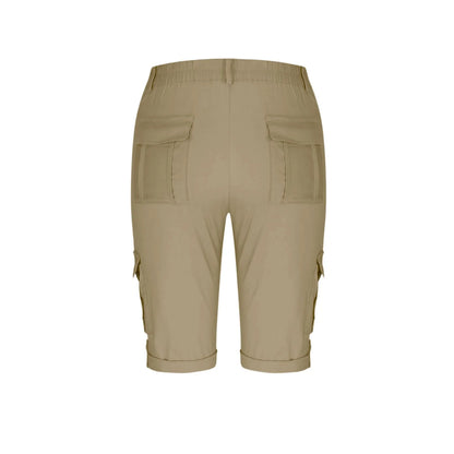Women's long capri cargo shorts,  Button and Zipper Closure, 6 Colors in Sizes to 2XL