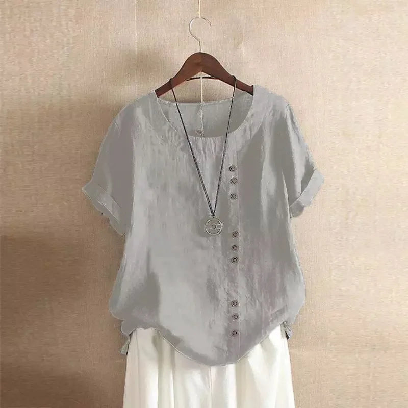 Sizes to 5XL Cotton Linen Vintage T-shirt Casual Loose Long Shirts with rolled sleeves.