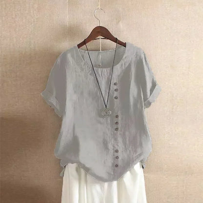 Sizes to 5XL Cotton Linen Vintage T-shirt Casual Loose Long Shirts with rolled sleeves.