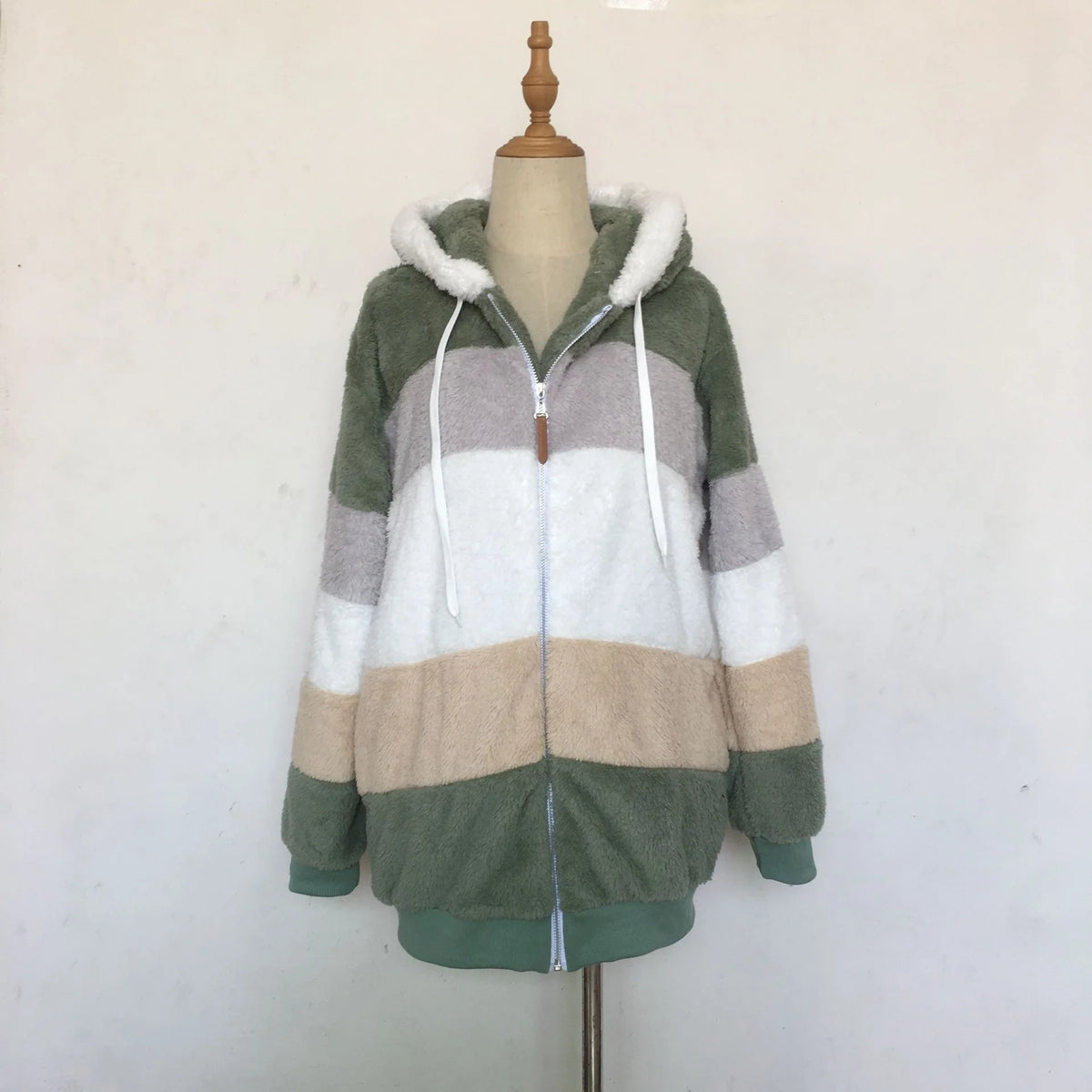 Oversized Warm Plush Jacket with Pockets, Hood, and Zipper Front, Loose, Cozy Fit. comes in 10 Colors