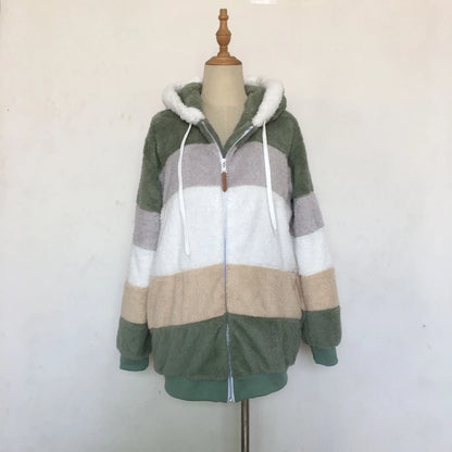 Oversized Warm Plush Jacket with Pockets, Hood, and Zipper Front, Loose, Cozy Fit. comes in 10 Colors