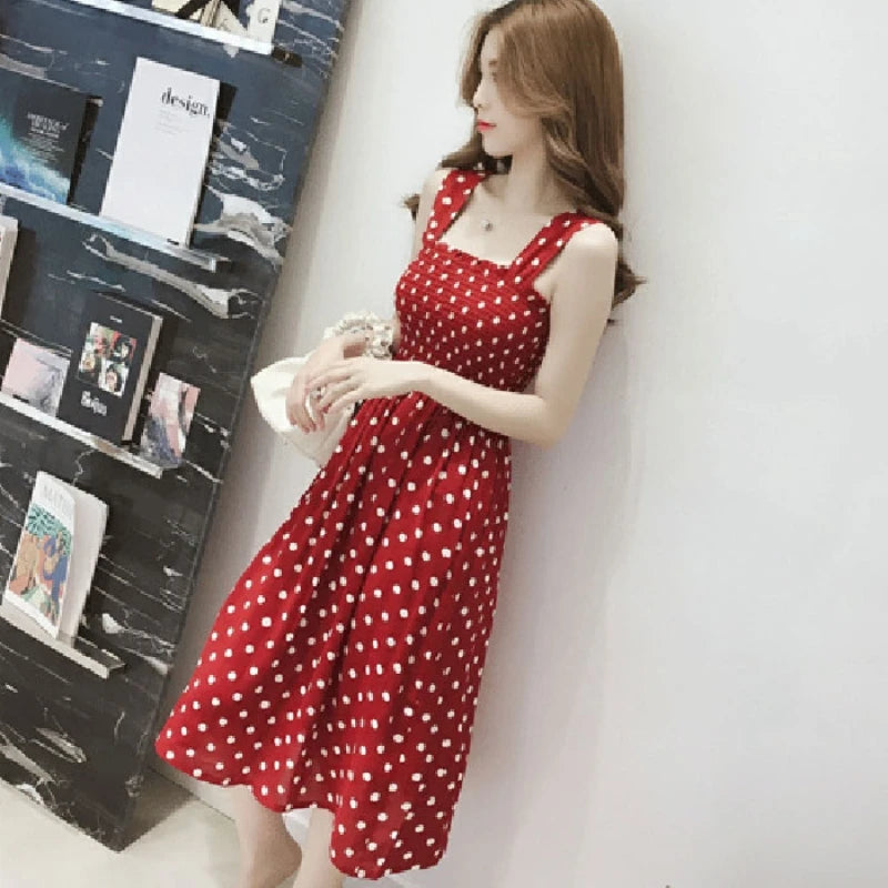Polka Dot Dress sizes to 2XL  Backless, A-Line, Shoulder Straps creating a Square Neckline