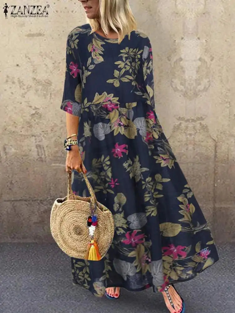 3/4 sleeve Bohemian Elegant Casual Oversized Caftan Dress. Various designs