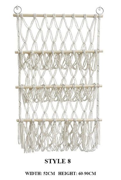 Boho Hand-woven Storage Hammock Rack Ideal for Children's Room Plush Toy Storage Display Shelf Home Decor Organizer Mesh Wall Art Tapestry
