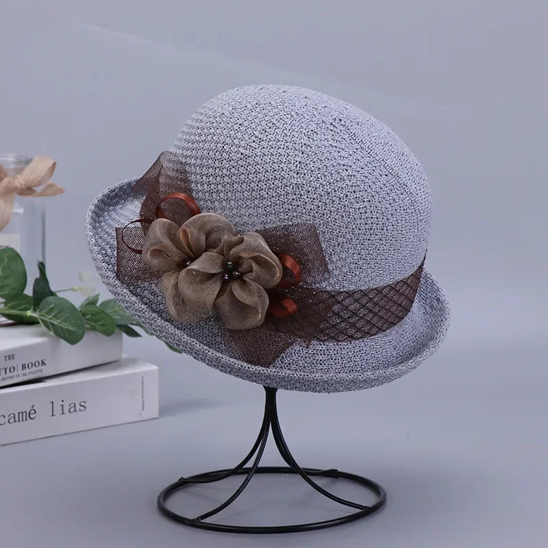Knitted Breathable Fisherman Hat with flower