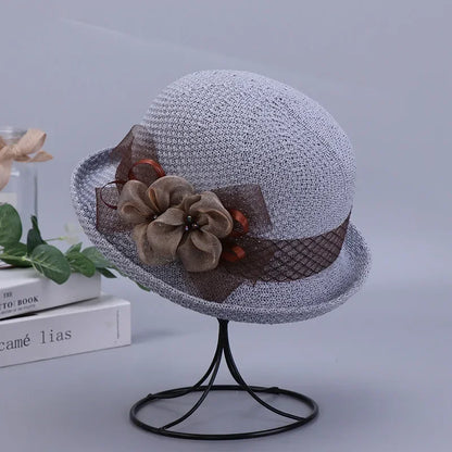 Knitted Breathable Fisherman Hat with flower