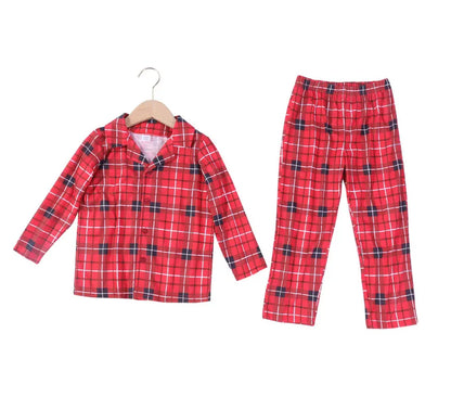 Family Christmas Pajamas Matching Sets Adult And Kids Red Plaid Button Shirts Tops+Pants Baby Romper Dog Pajamas too!!