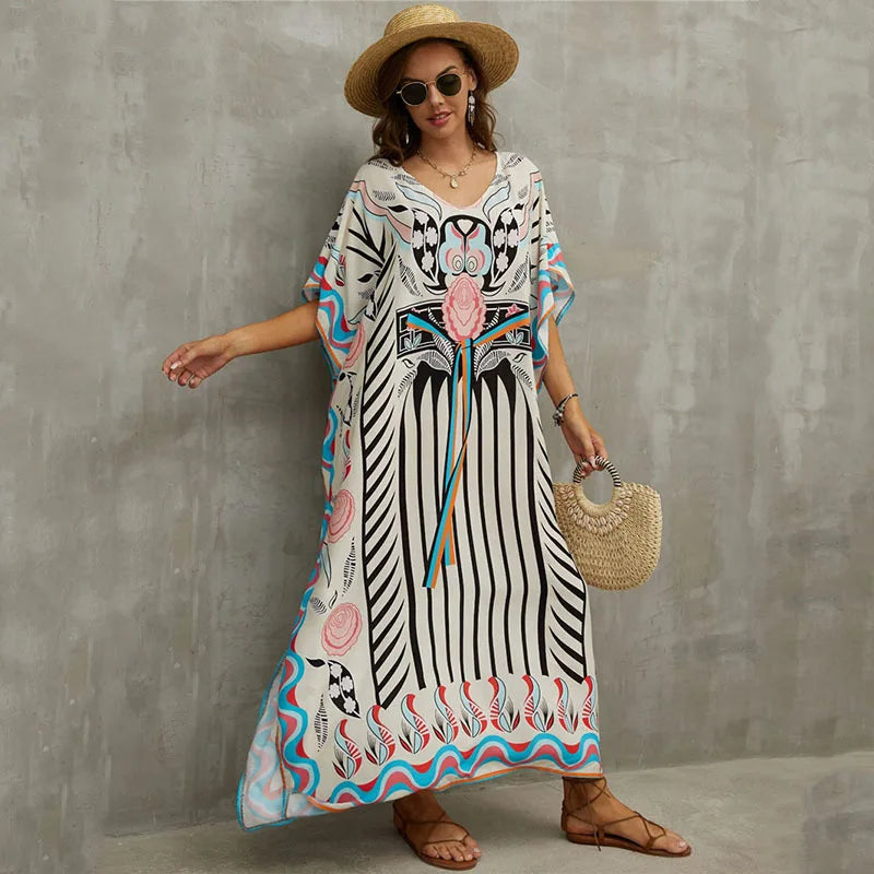 Plus Size Kaftan Dresses for Lounging or Cover-Up at the Beach. Several Designs
