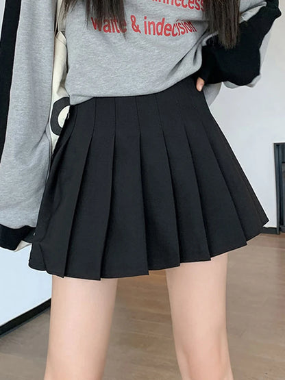 Sizes to 3XL, Pleated Skirt, High Waist, Zipper Closure, Mini-Skirts