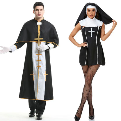 Medieval Cosplay Priest and Sexy Nun  Costume