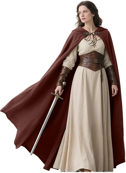 Medieval Hooded Linen Cloak, Renaissance Cape With Hood - Cloak Only in Various Colors