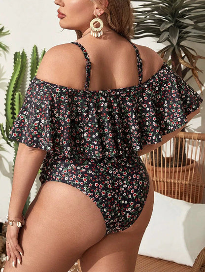 Sizes to 4XL, Two Piece Sets, Adjustable Spaghetti Straps, Ruffled Top Cover