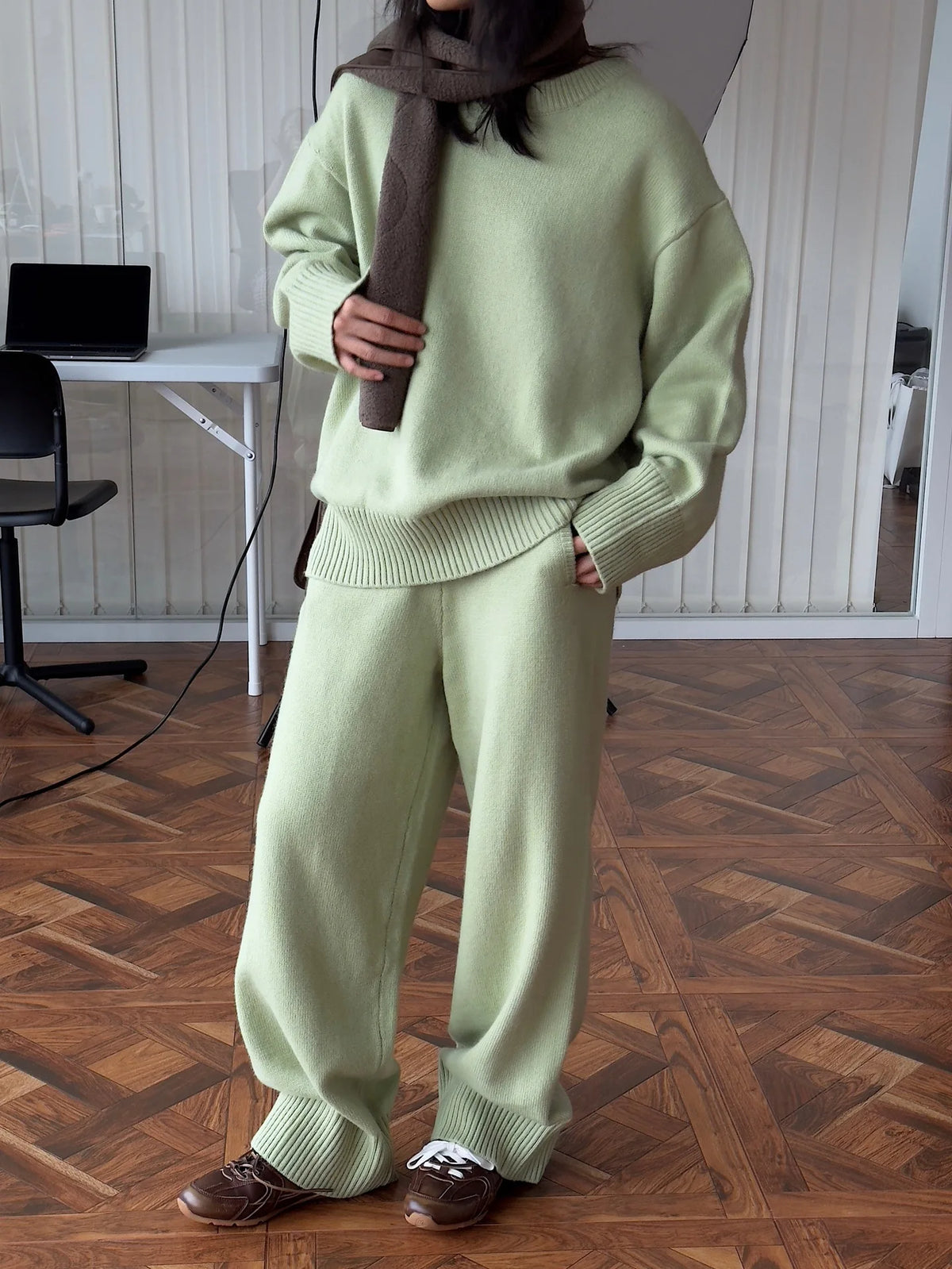 Sweater Suits, High Quality, 50% Wool Pullover With Knitted Pants