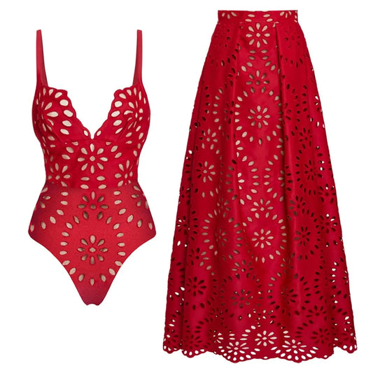 One Piece Swimsuit and Skirt Women's Beachwear or Casualwear