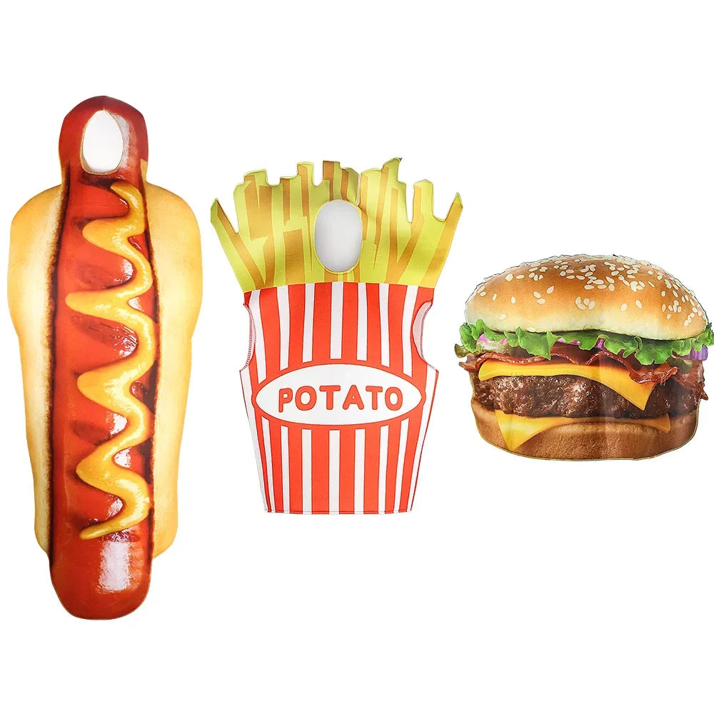 Funny Food Cosplay Halloween Costumes: Pizza, Burger, French Fries, Hot Dog