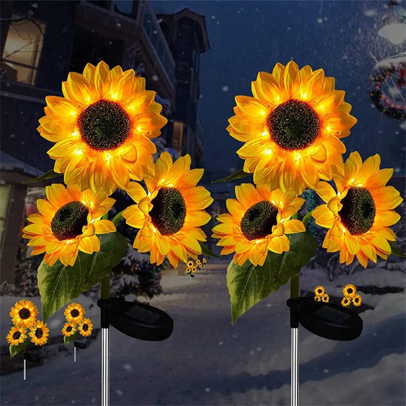 3 Heads 1 Head Solar Simulation Sunflower LED Lights, Garden, Lawn Night Lights, Landscape Lamp