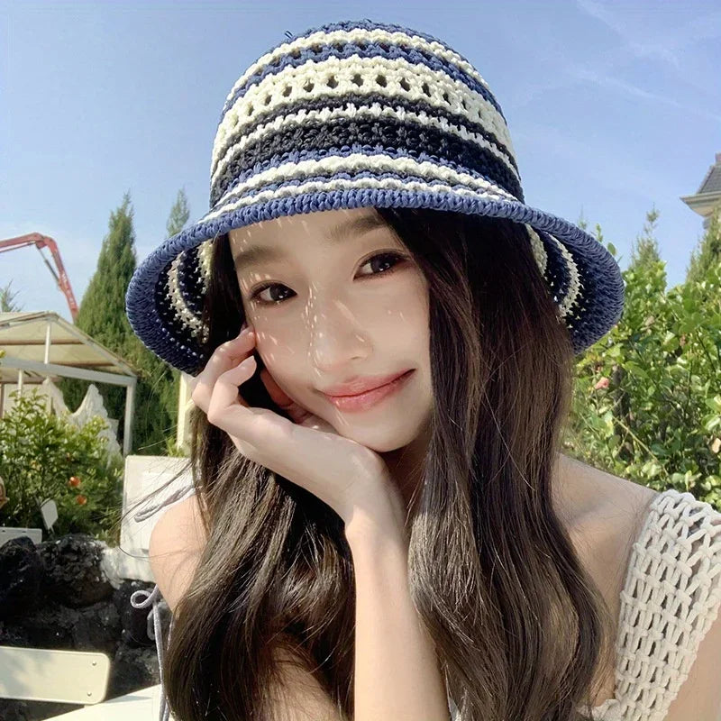 Bohemian Hand-Woven Macrame Beach Bucket Hat. Comes in 5 Colors