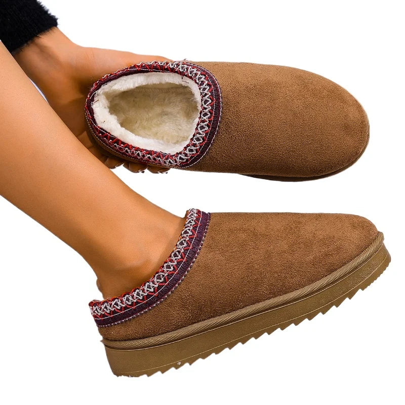 Warm, Thick Cashmere Soles Without Heels, Half Slipper Sizes 9 to 11