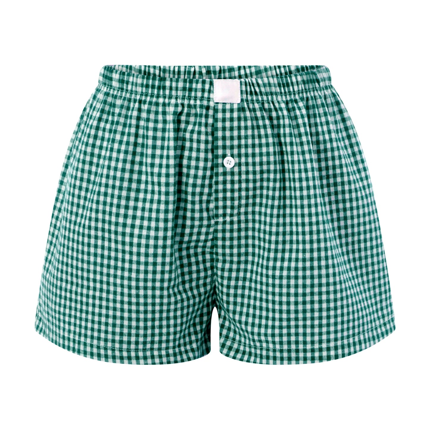 Retro Plaid Print Elastic Low Waist Button Front Loose Boxers