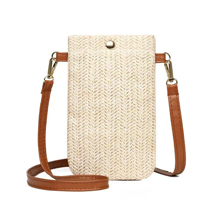 Straw Mobile Phone Shouder  Mini Crossbody Bohemian Style