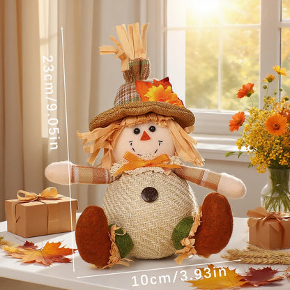 Rustic Autumn Harvest Scarecrow Decor, Plaid & Sunflower Accents for Thanksgiving, Halloween, Farmhouse Wall Decor, Party Props, approx 7 by 4 inches