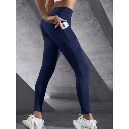 High Waisted Leggings Stretch Yoga Pants With Pockets Fitness Sportswear