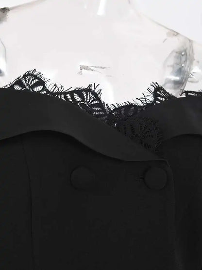 2 Pcs Set Boat Neck Long Lace Slit Sleeves Off the Shoulders Lace Neckline (Can be worn different ways)