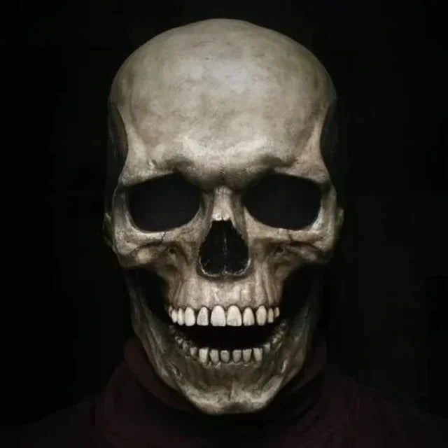 Creepy Halloween Full Head Latex Helmet with Moveable Jaw Skull Mask with Movable Jaw