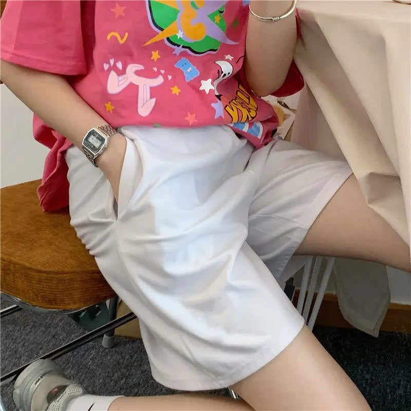 Loose, Elastic Waist Shorts, Casual Wide Leg Pants,  Vintage Fashion Sweatpants in Grey and Black Pockets