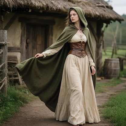 Medieval Hooded Linen Cloak, Renaissance Cape With Hood - Cloak Only in Various Colors