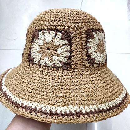 Bright Colored Floweed Crocheted Fisherman Hat