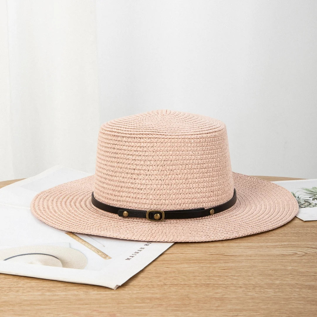 Summer Wide Brim Panama Hat, Unisex, Belted Brim, Sunshade
