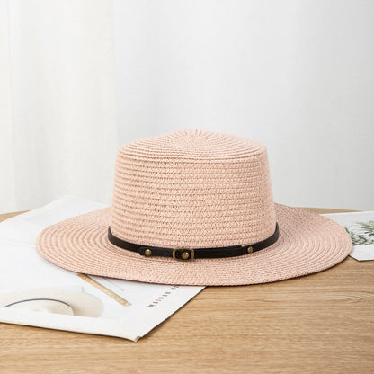 Summer Wide Brim Panama Hat, Unisex, Belted Brim, Sunshade