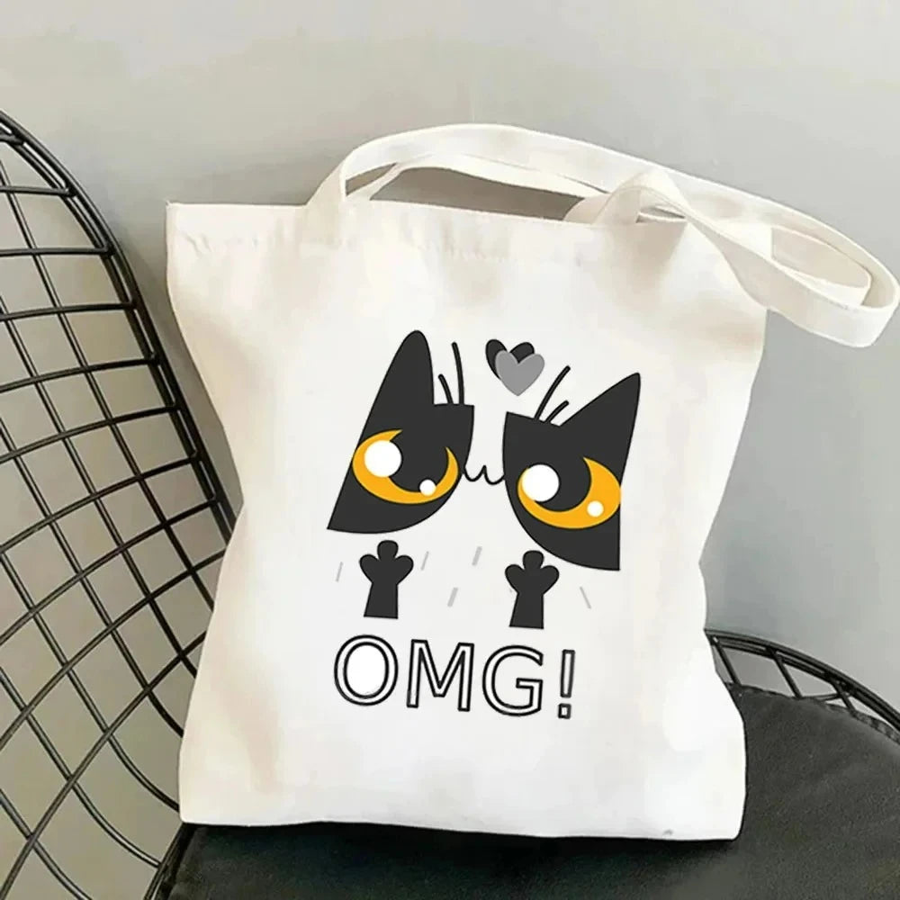 Life Is Better with Cats Canvas Tote Bag, Handbag. USE THIS AS THE GIFT OR TO HOLD THE GIFT---WHY USE PAPER?