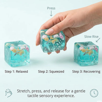 Ocean Shell Squishy Stress Balls Fidget Toy, Super Soft Transparent Star Maltose Cubes Squeeze.Both Adult and Kids' Stress Relief