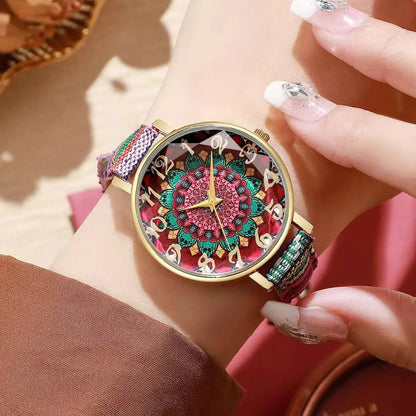 Boho Vintage Print, PU Strap, Quartz Watch (No Box) Various designs