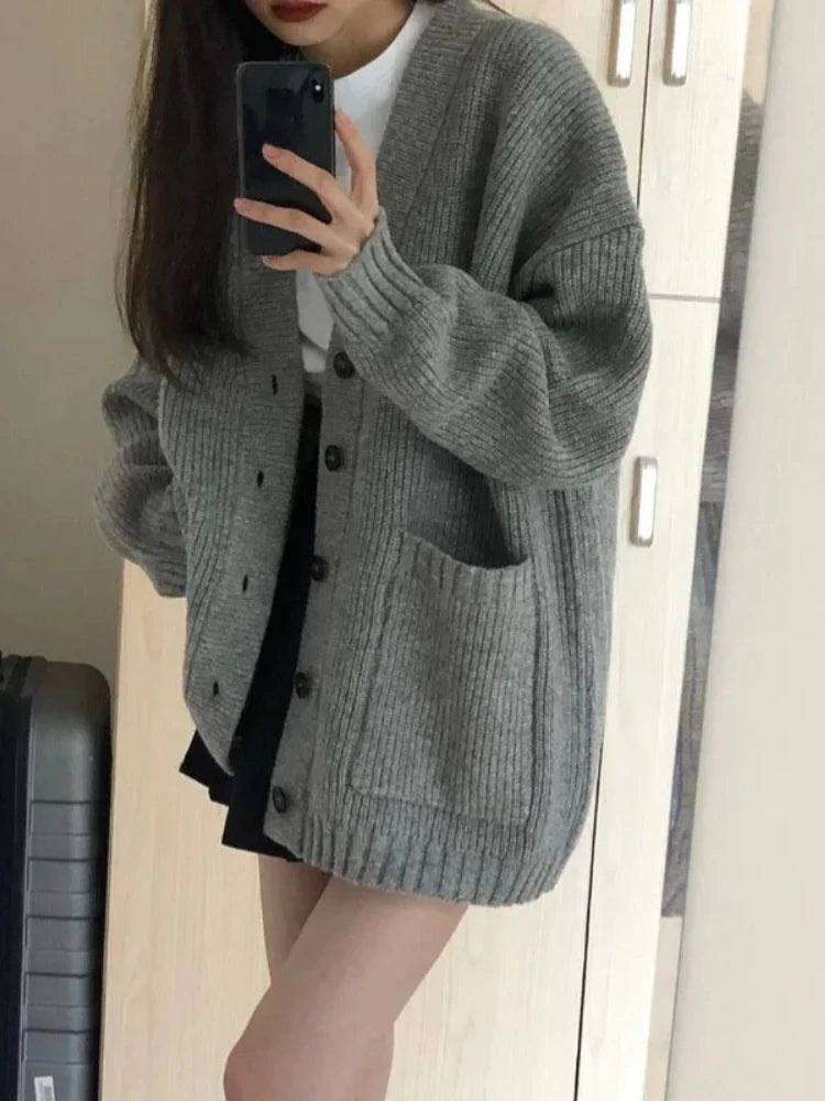 Oversized Cardigan Sweater-Coats, Long, Full Sleeves, V-Neck, Loose  Fit, Button Front. comes in Tan, Gray, Off White
