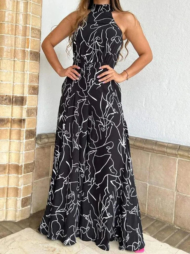 Elegant Sleeveless Halter Jumpsuit in 8 Colors, Wide Leg Long Pant Summer Clothing