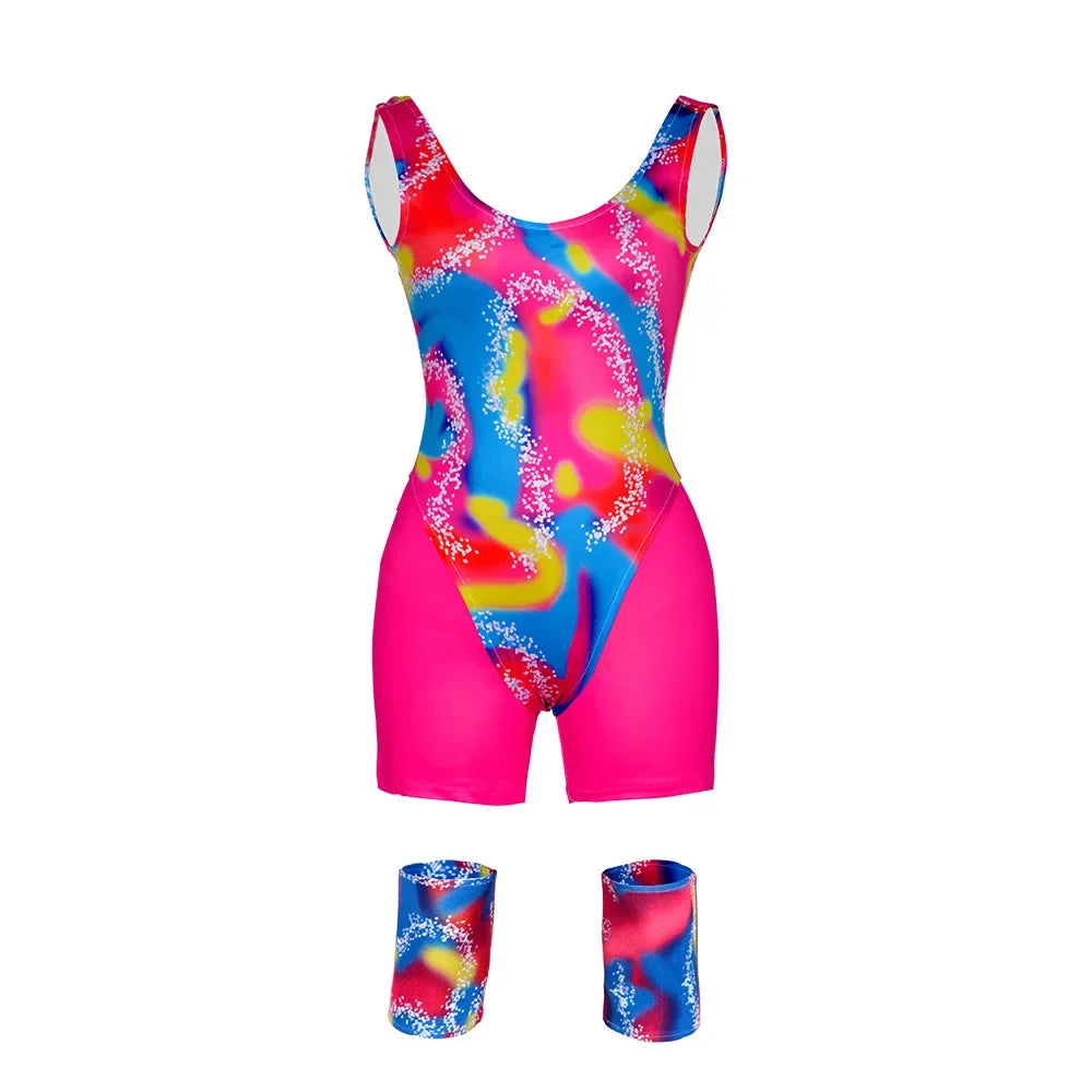 80s Workout Costume for Halloween Includes Hat, Women's Top, Shirt, Shorts