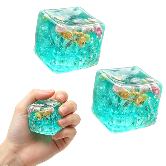 Ocean Shell Squishy Stress Balls Fidget Toy, Super Soft Transparent Star Maltose Cubes Squeeze.Both Adult and Kids' Stress Relief