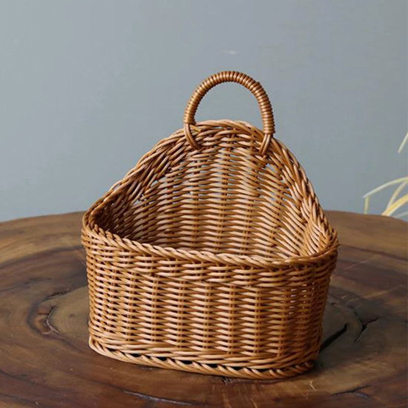 Wall Mountable Vegetable, Fruit, and Letter Basket, Simulated Rattan Hanging Basket