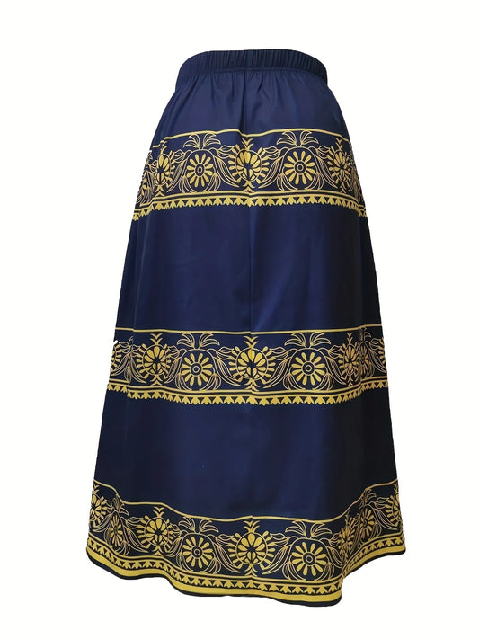 Plus-size to 5XL  Egyption-like Print . Elastic Waist, Comes in 3 Colors