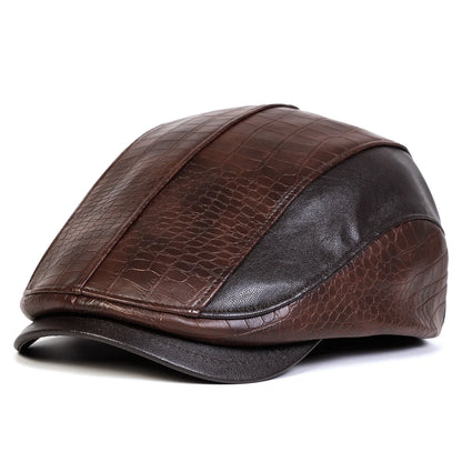 Unisex Retro Newsboy Caps, British Painters' Flat Leather Berets