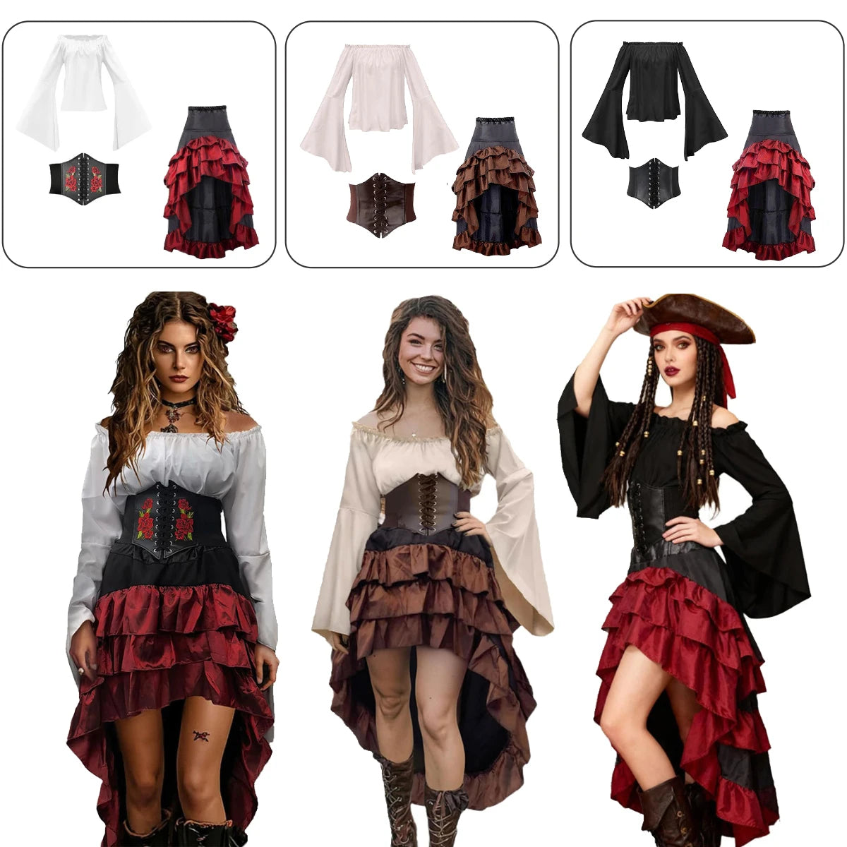Gothic Pirate Halloween Costume.  Add hair dressing and boots and you have an Ale House Wench, for sure.